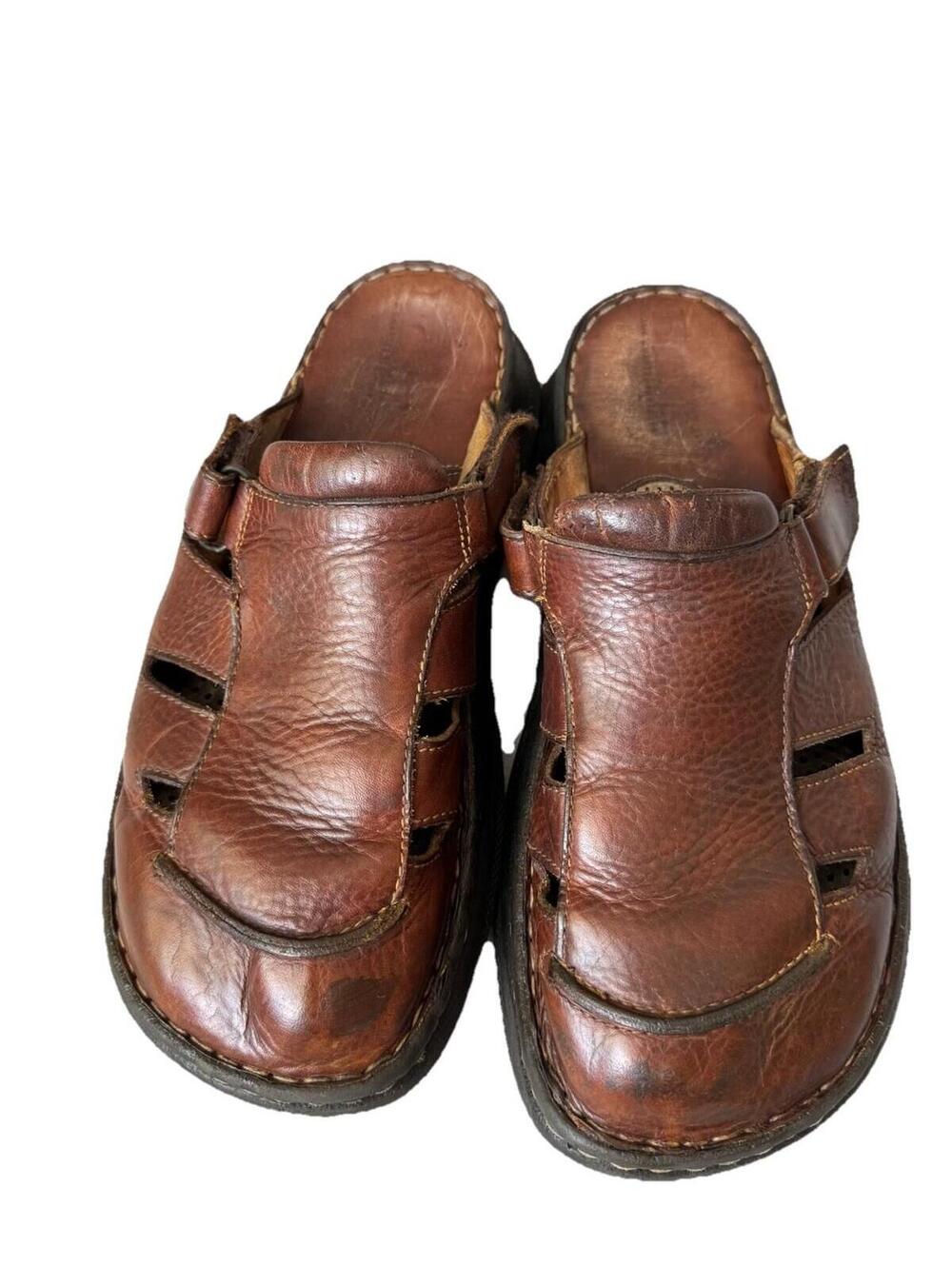 Born Men’s 11 EU 44 Brown Leather Gladiator Fisherman Comfort Slip On Sandals